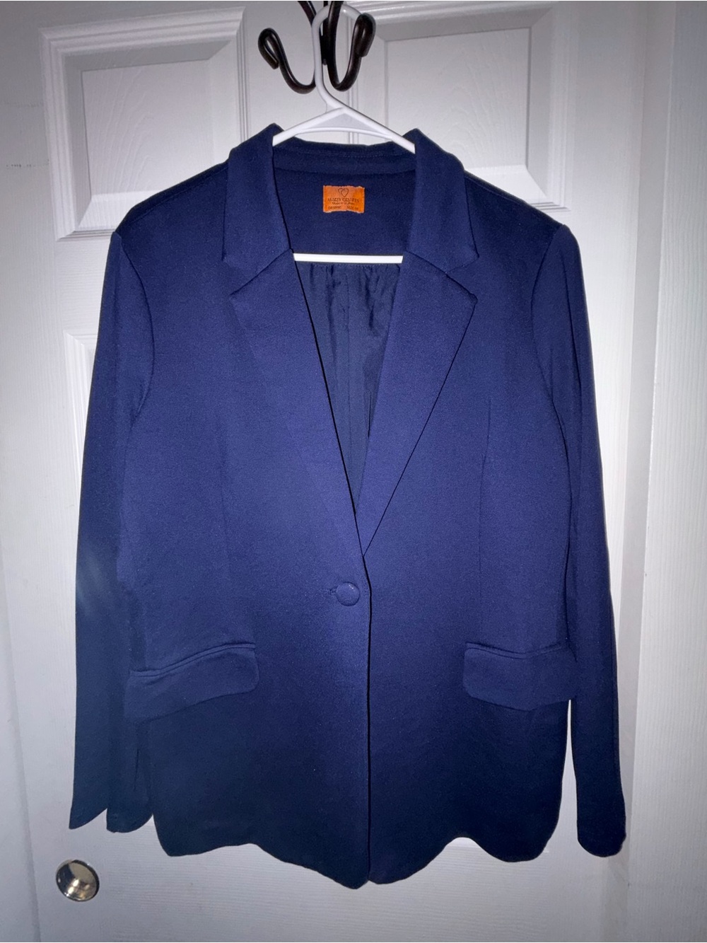 Marycrafts Navy Stretch Knit Blazer